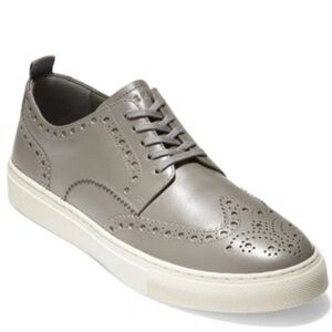 Cole Haan men’s Grand series Winslow wingtip sneakers grey leather lace up shoes